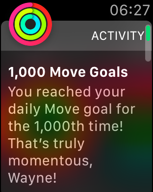 Apple Watch badge message: That's truly momentous!