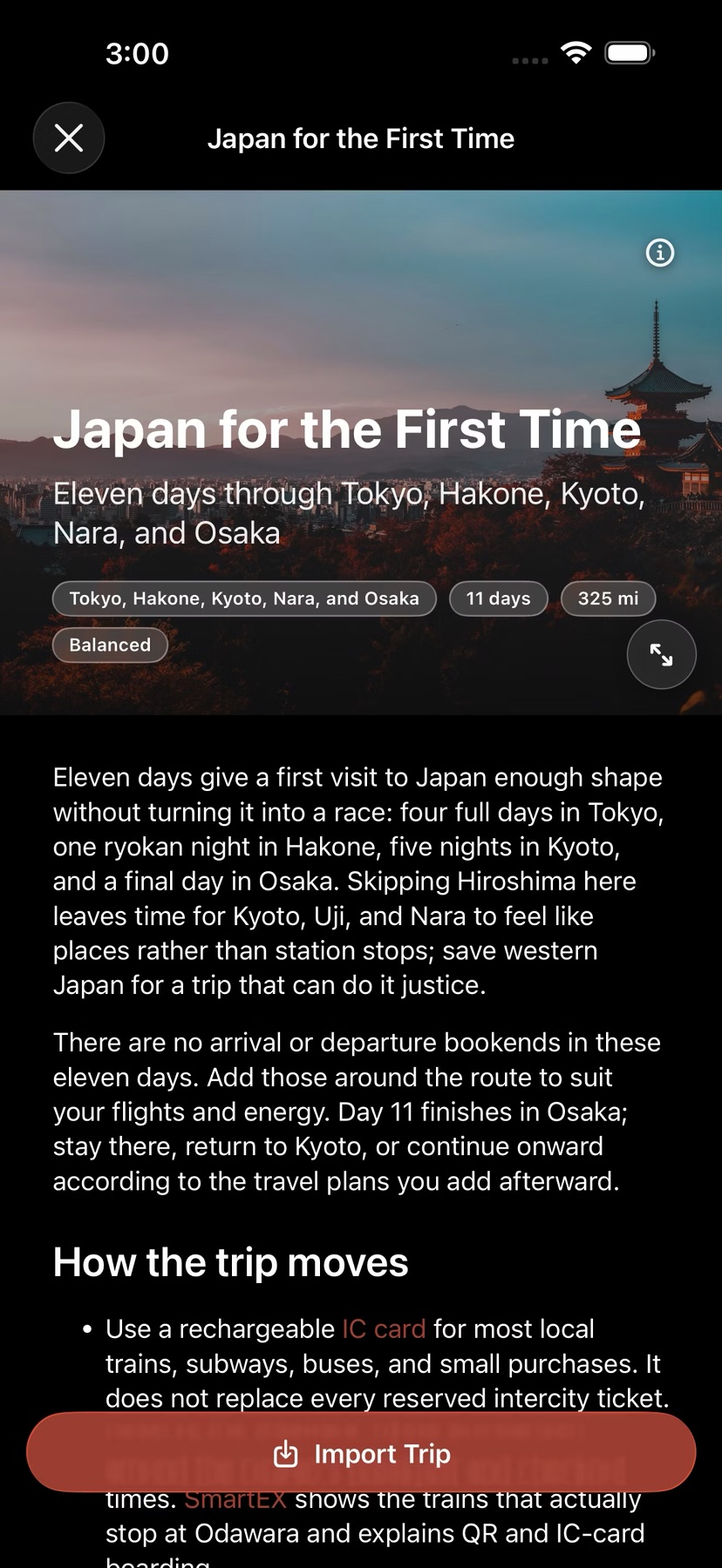 Curated trip